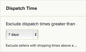 Filter competition according to when products are dispatched.