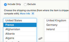 Filter competition according to where products ship from.