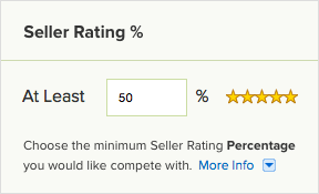 seller-rating-percentage-setting Filter competition according to Seller Rating Percentage.