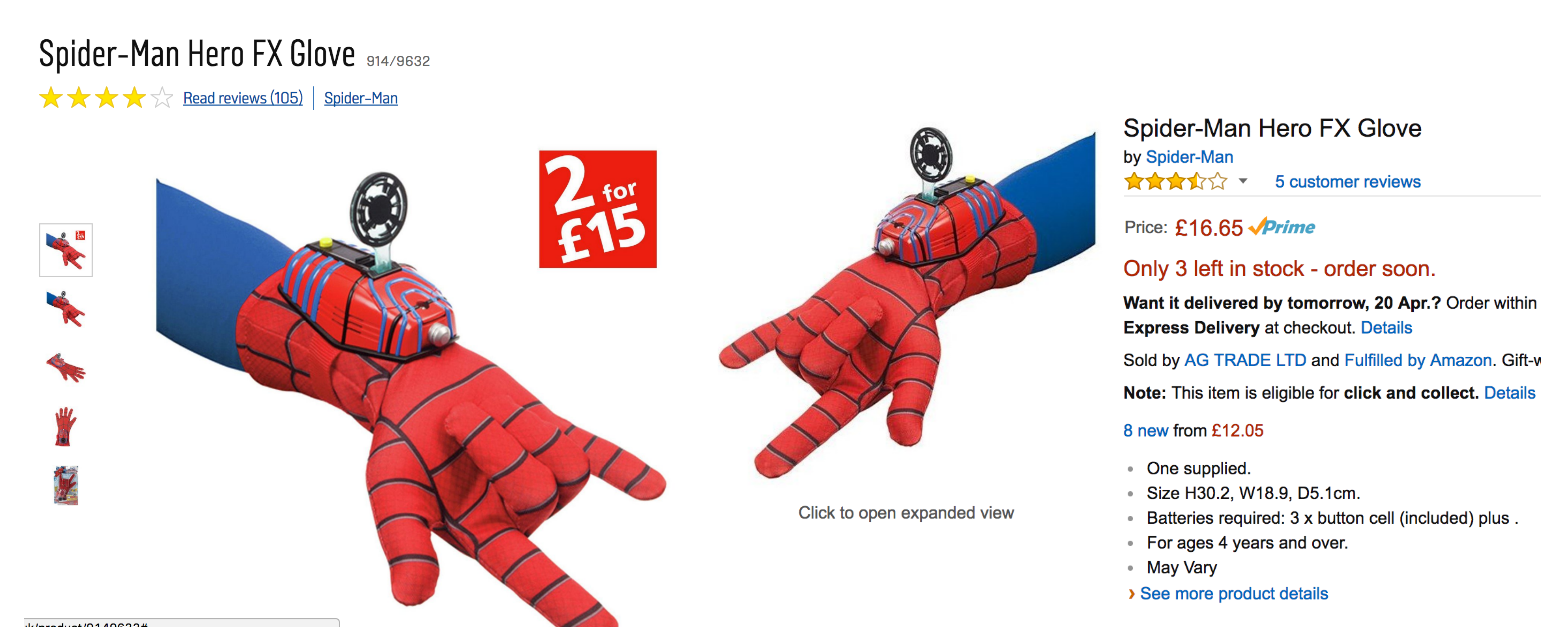 Spiderman Hero FX Glove