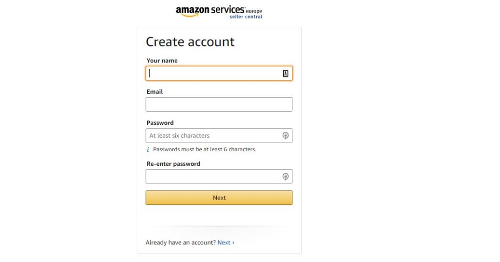 Amazon selling account