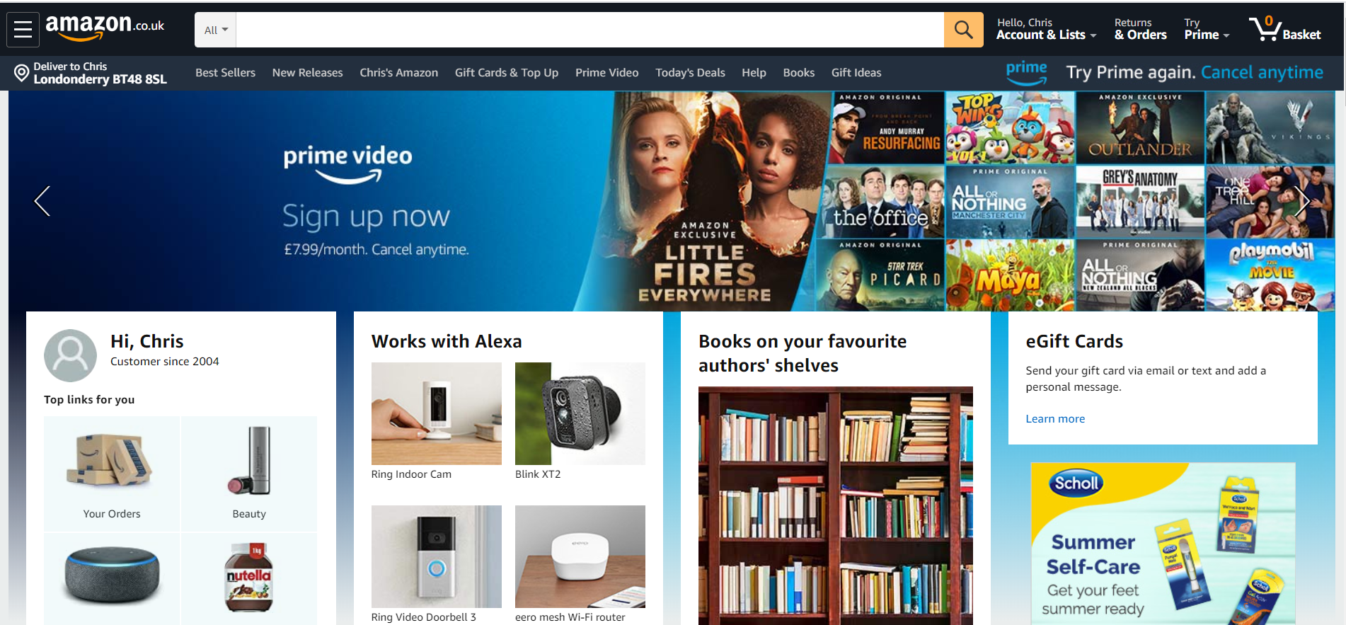 Homepage di Amazon