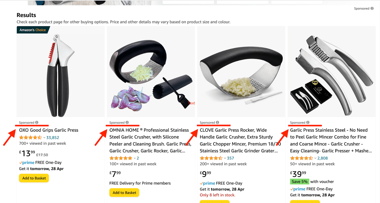 garlic press amazon sponsored ads